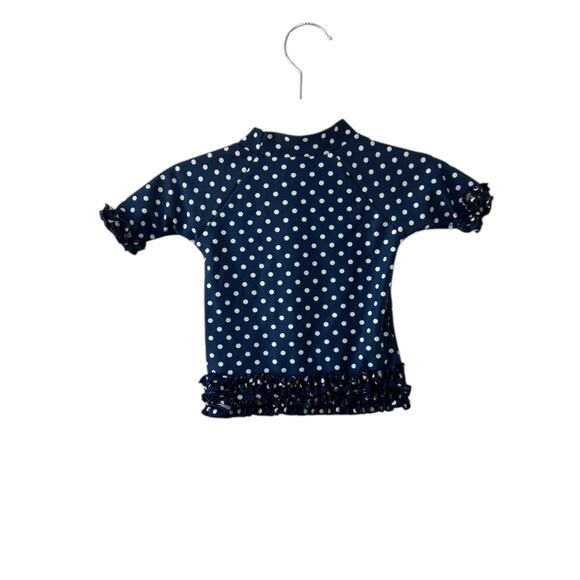 Ruffle Butts Navy Blue & White Polka Dot Long Sleeve Rash Guard 12-18 Month New - Picture 7 of 7